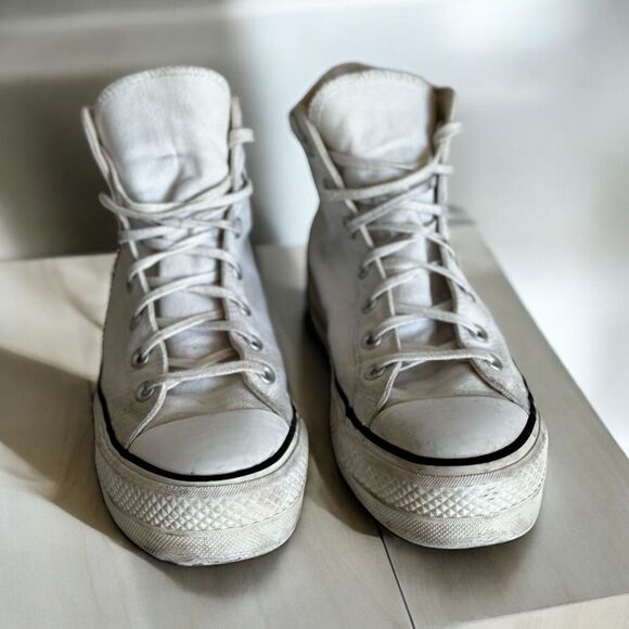 Converse White Chuck Taylor All Stars High Top Platform Sneakers Size 9.5 - Picture 9 of 11